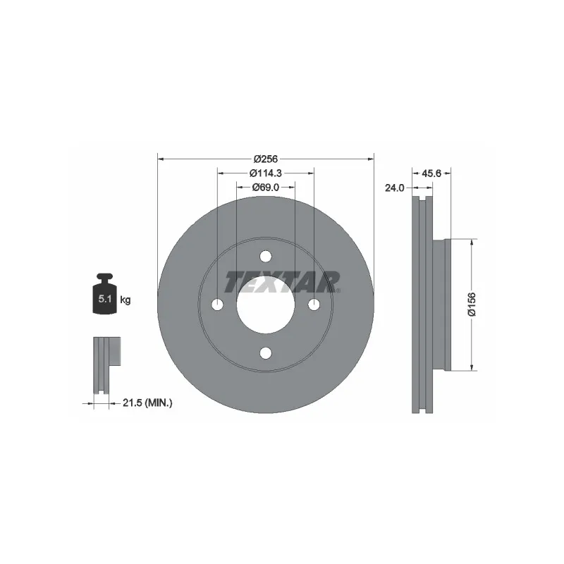 Jeu de 2 disques de frein avant TEXTAR 92134803