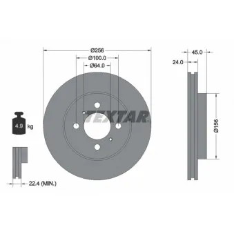 Jeu de 2 disques de frein avant TEXTAR 92135000