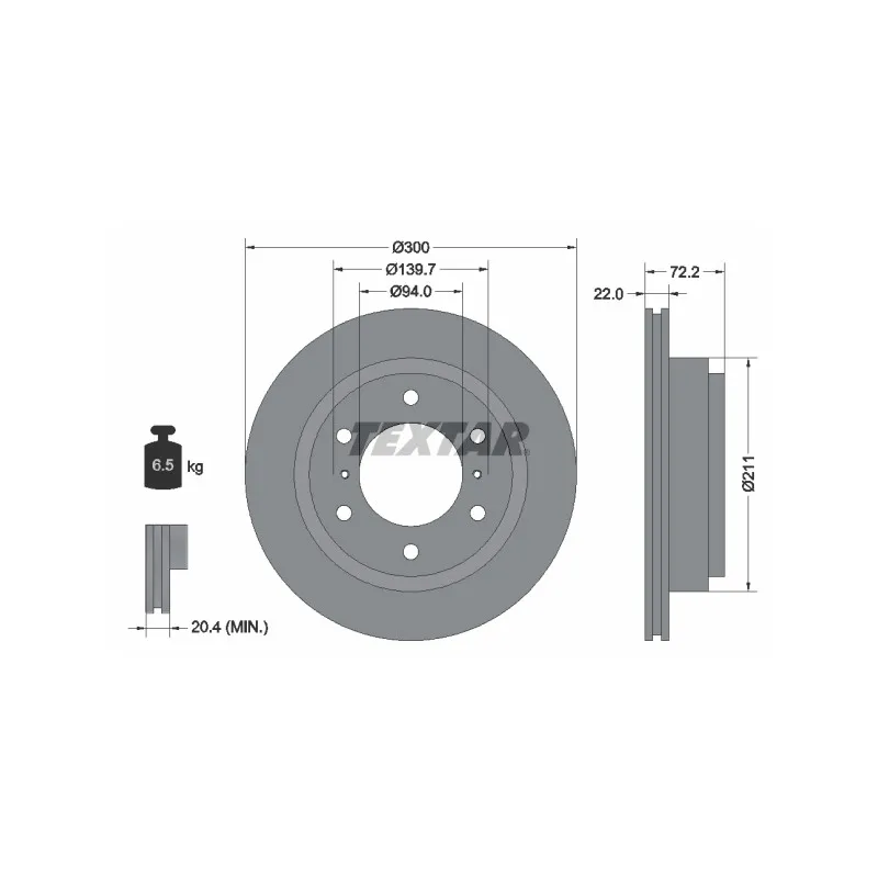 Jeu de 2 disques de frein arrière TEXTAR 92135103