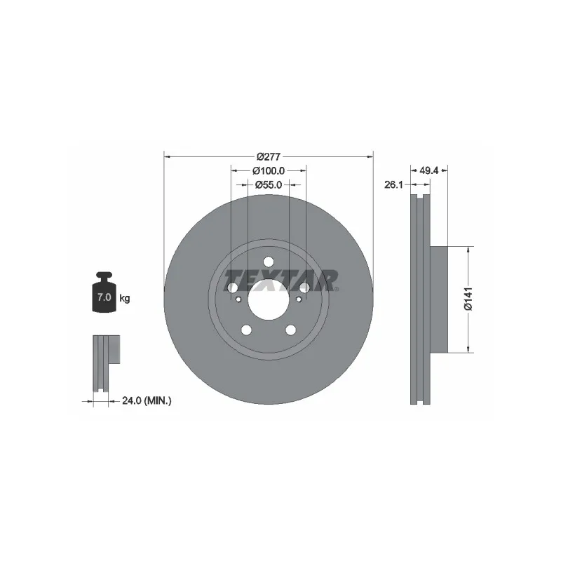 Jeu de 2 disques de frein avant TEXTAR 92135503