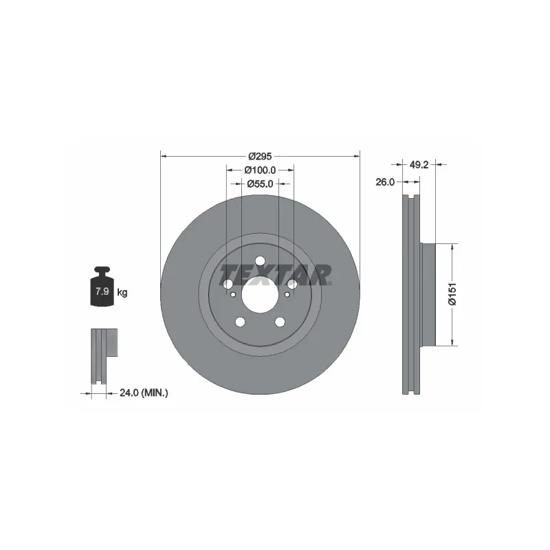 Jeu de 2 disques de frein avant TEXTAR 92135603