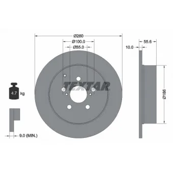 Jeu de 2 disques de frein arrière TEXTAR 92135703