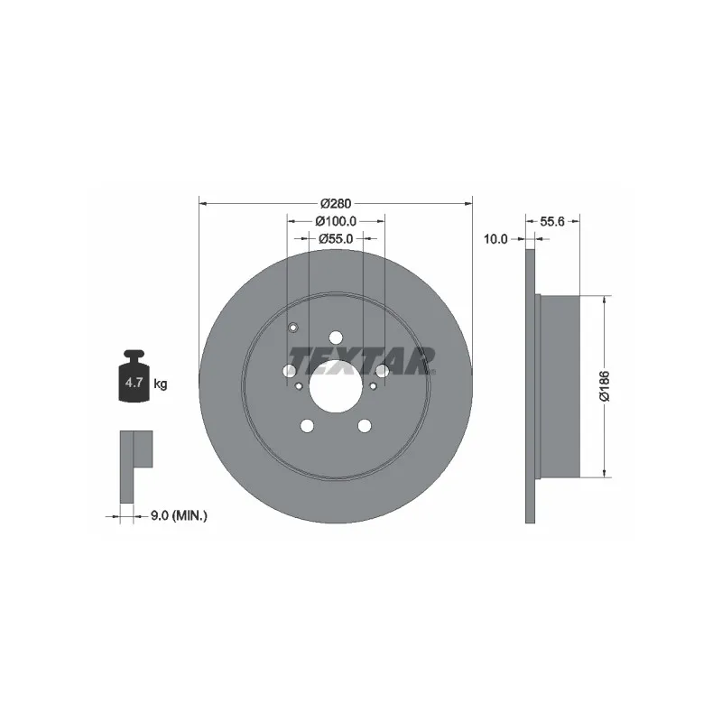 Jeu de 2 disques de frein arrière TEXTAR 92135703