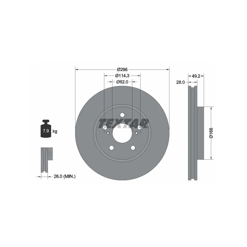 Jeu de 2 disques de frein avant TEXTAR 92135800