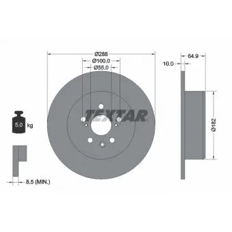 Jeu de 2 disques de frein arrière TEXTAR 92135903