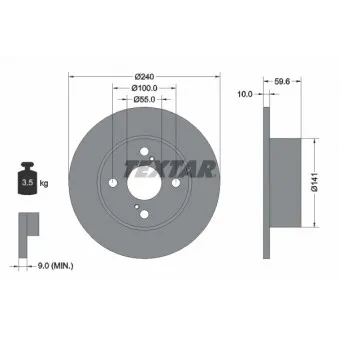 Jeu de 2 disques de frein arrière TEXTAR 92136000