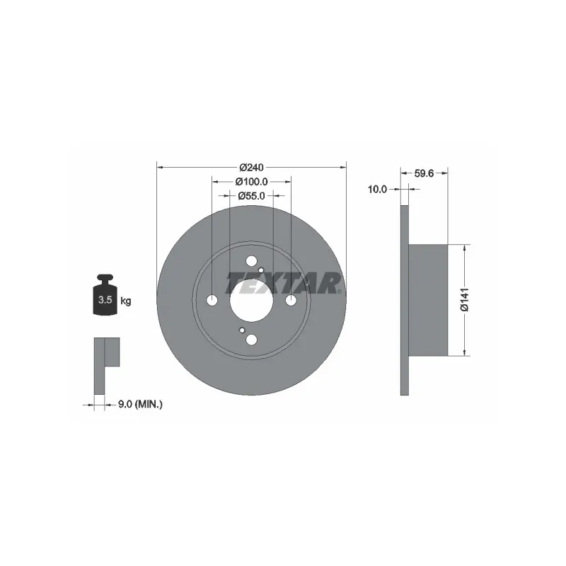 Jeu de 2 disques de frein arrière TEXTAR 92136000