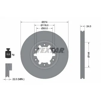 Jeu de 2 disques de frein avant TEXTAR 92136300