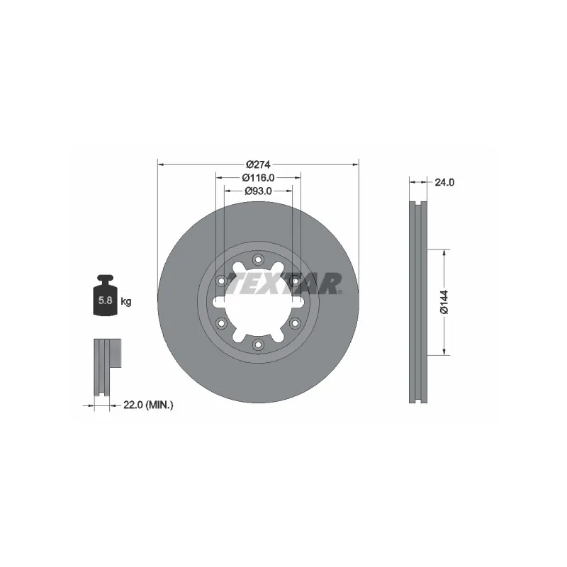 Jeu de 2 disques de frein avant TEXTAR 92136300