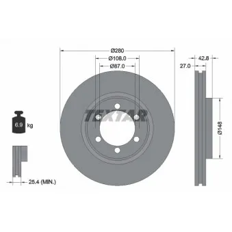Jeu de 2 disques de frein avant TEXTAR 92136503