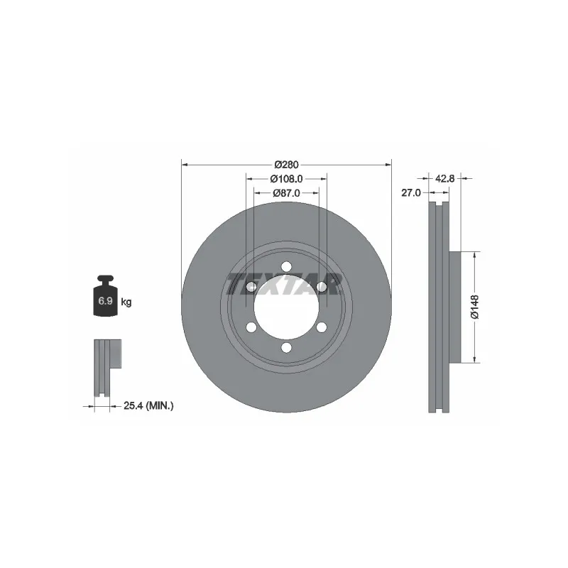 Jeu de 2 disques de frein avant TEXTAR 92136503