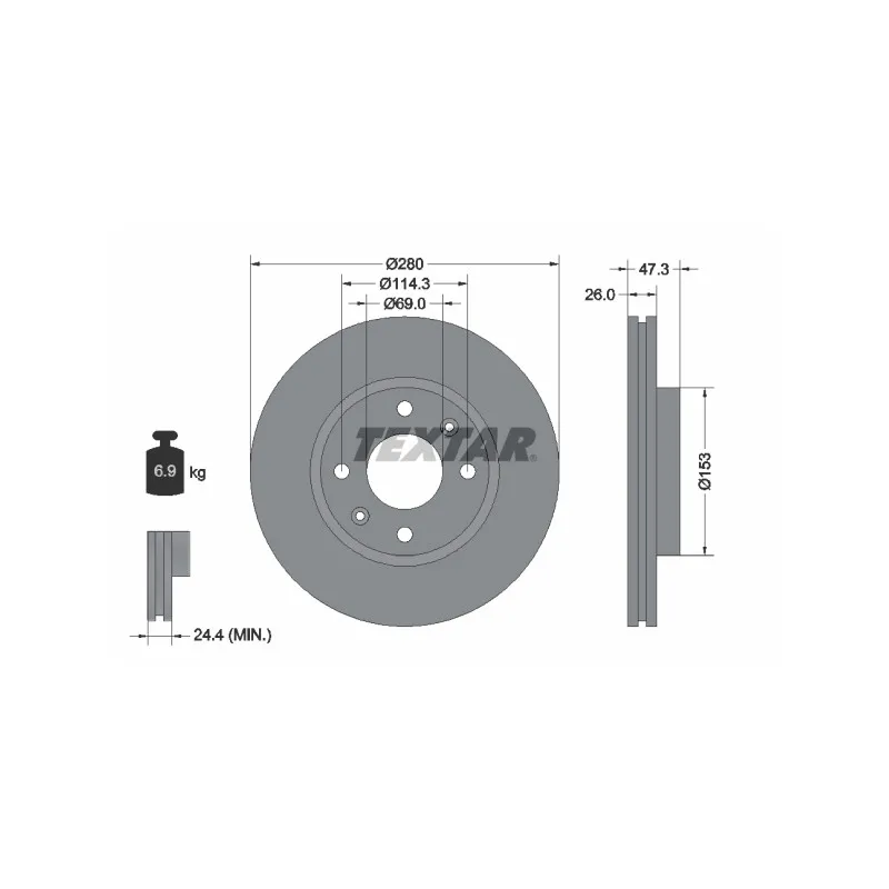 Jeu de 2 disques de frein avant TEXTAR 92136600