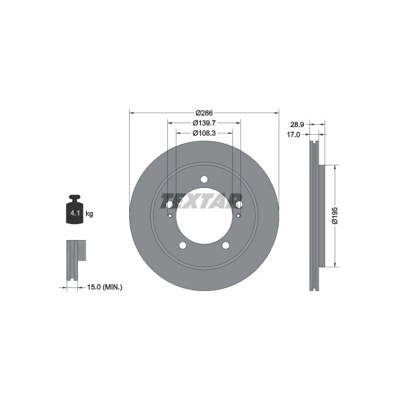 Jeu de 2 disques de frein avant TEXTAR 92136800