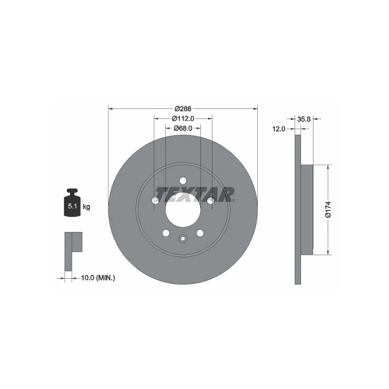 Jeu de 2 disques de frein arrière TEXTAR 92137003