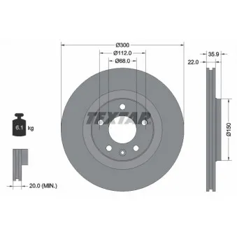 Jeu de 2 disques de frein arrière TEXTAR 92137103