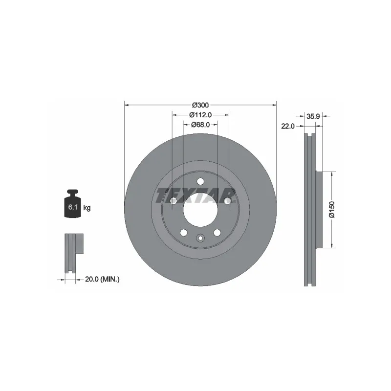 Jeu de 2 disques de frein arrière TEXTAR 92137103