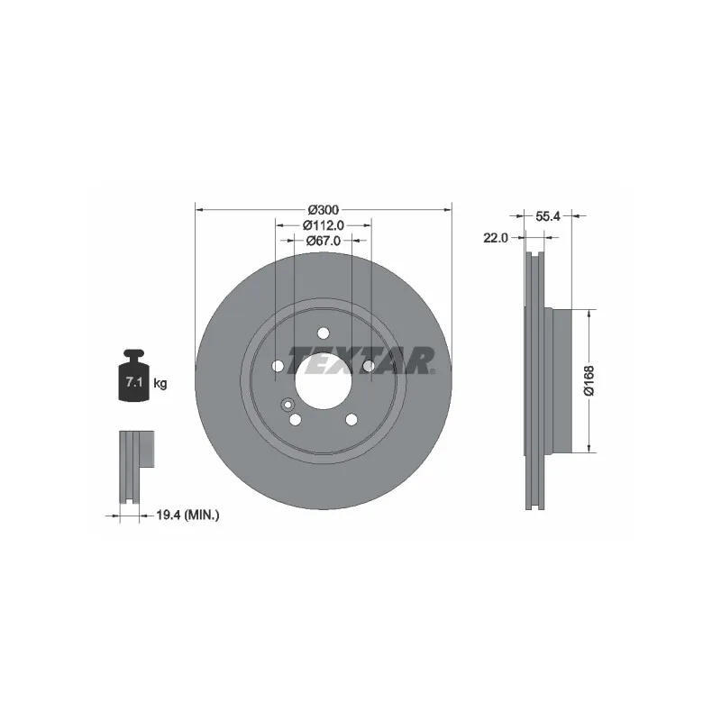 Jeu de 2 disques de frein arrière TEXTAR 92137203