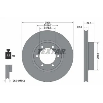 Jeu de 2 disques de frein avant TEXTAR 92137303