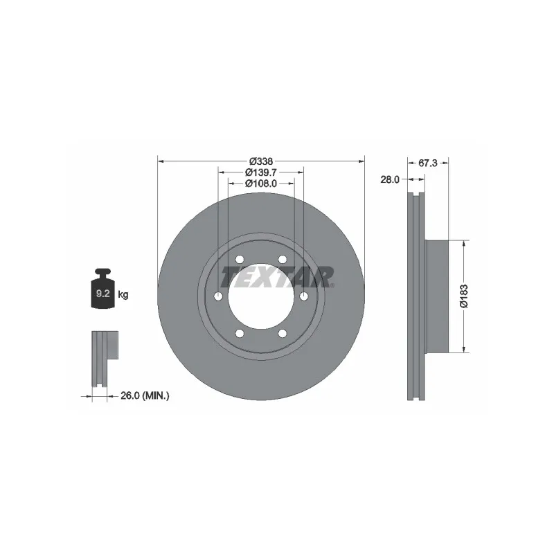 Jeu de 2 disques de frein avant TEXTAR 92137303