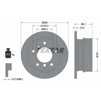 Jeu de 2 disques de frein arrière TEXTAR 92137503