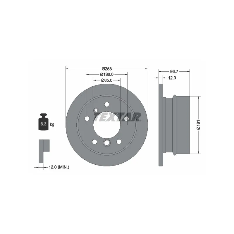Jeu de 2 disques de frein arrière TEXTAR 92137503