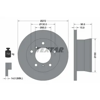 Jeu de 2 disques de frein arrière TEXTAR 92137603