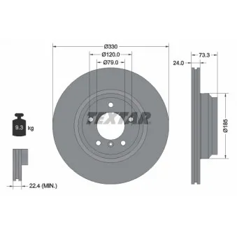 Jeu de 2 disques de frein avant TEXTAR 92137805