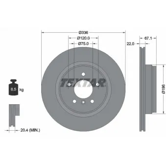 Jeu de 2 disques de frein arrière TEXTAR 92137905