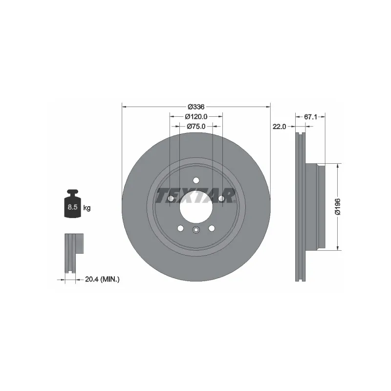Jeu de 2 disques de frein arrière TEXTAR 92137905
