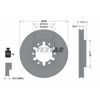 Jeu de 2 disques de frein avant TEXTAR 92138300