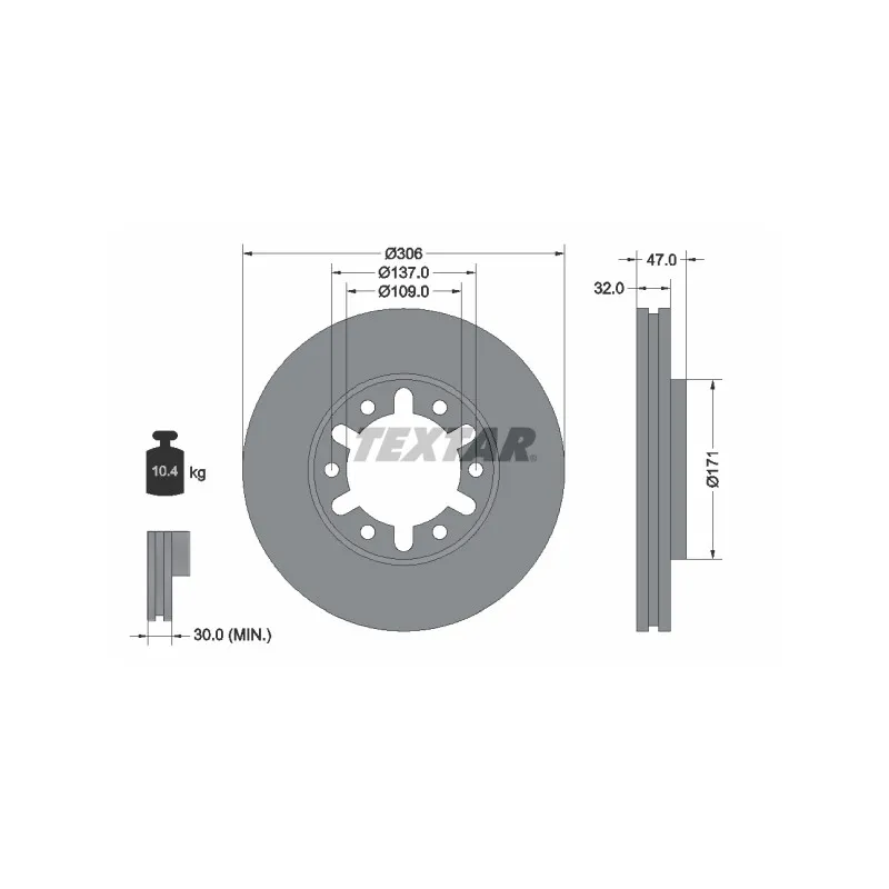 Jeu de 2 disques de frein avant TEXTAR 92138300