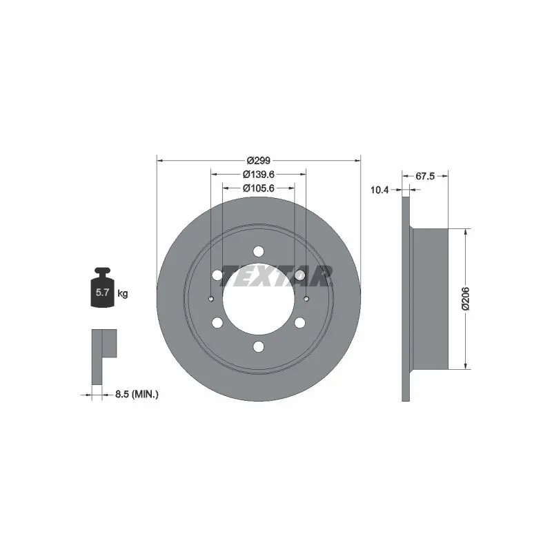 Jeu de 2 disques de frein arrière TEXTAR 92138500