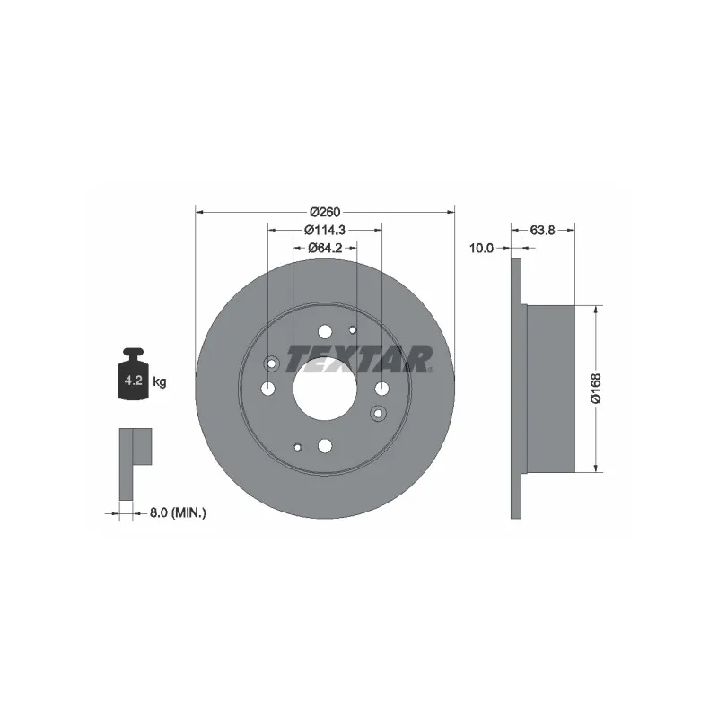 Jeu de 2 disques de frein arrière TEXTAR 92138600