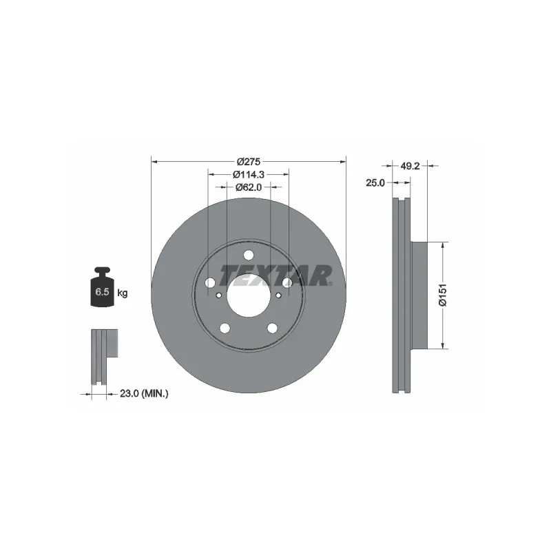 Jeu de 2 disques de frein avant TEXTAR 92139703