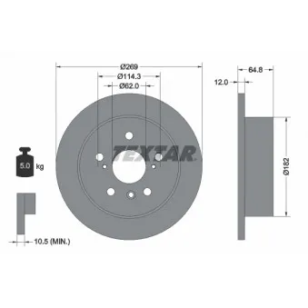 Jeu de 2 disques de frein arrière TEXTAR 92139800