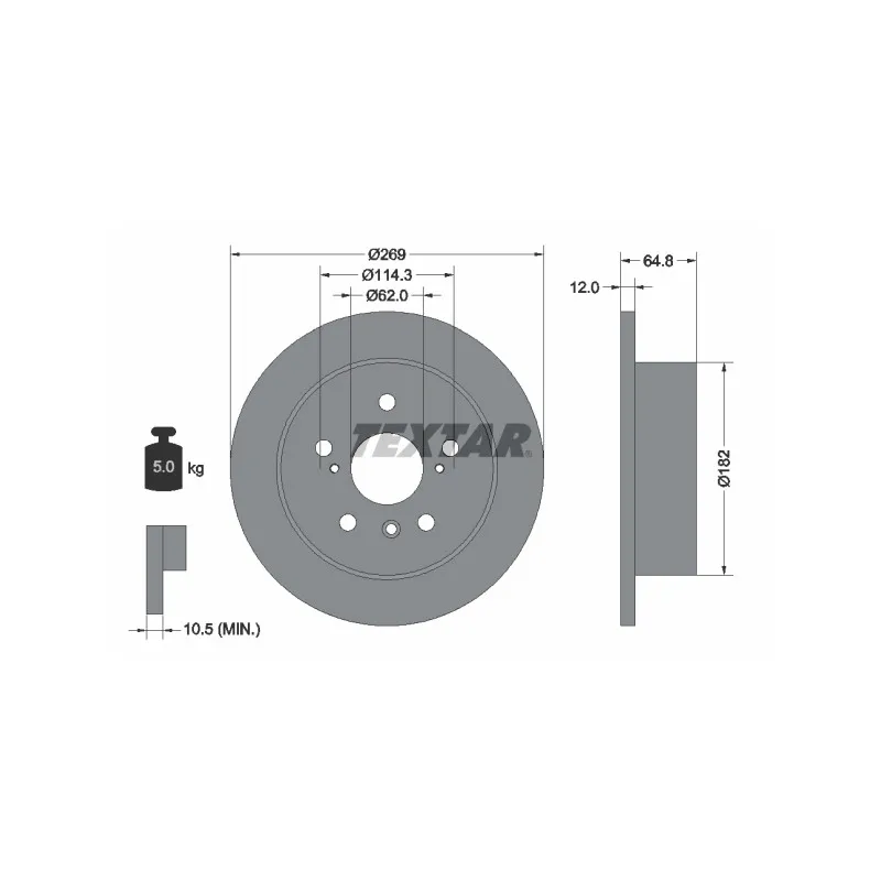 Jeu de 2 disques de frein arrière TEXTAR 92139800