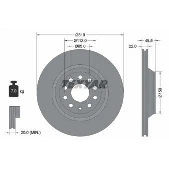 Jeu de 2 disques de frein arrière TEXTAR 92140703