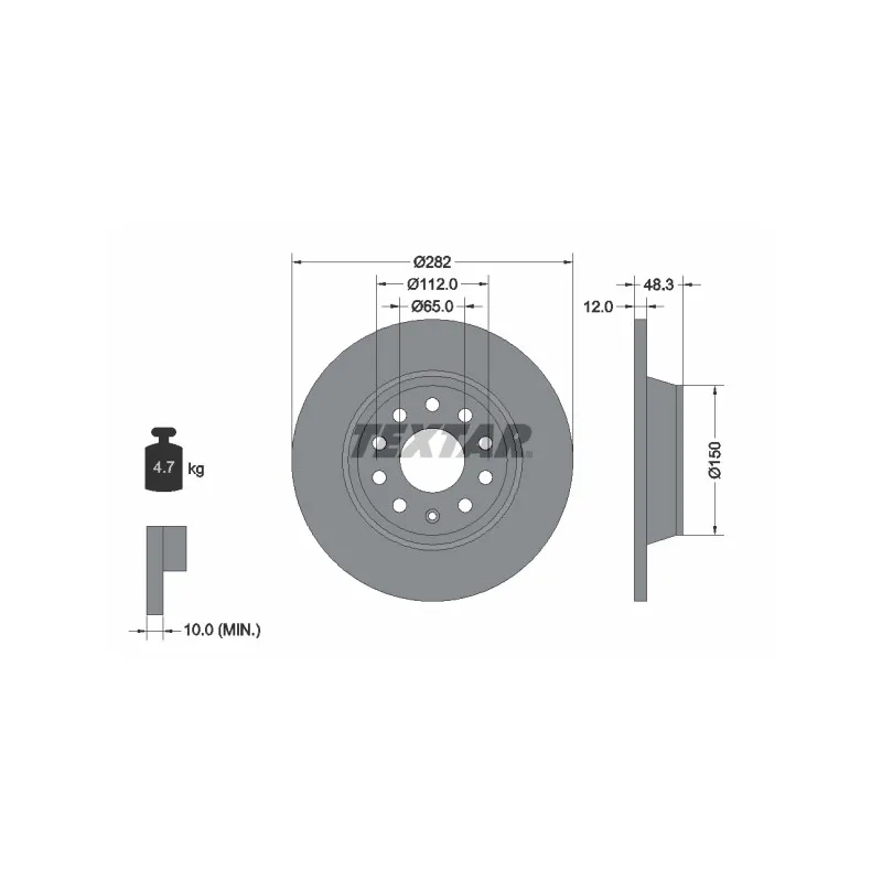 Jeu de 2 disques de frein arrière TEXTAR 92140803