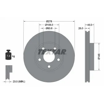 Jeu de 2 disques de frein avant TEXTAR 92141203