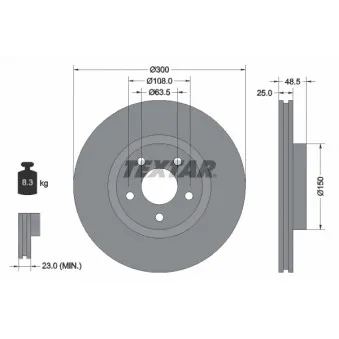Jeu de 2 disques de frein avant TEXTAR 92141305