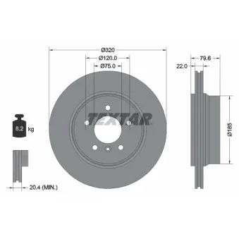 Jeu de 2 disques de frein arrière TEXTAR 92141603