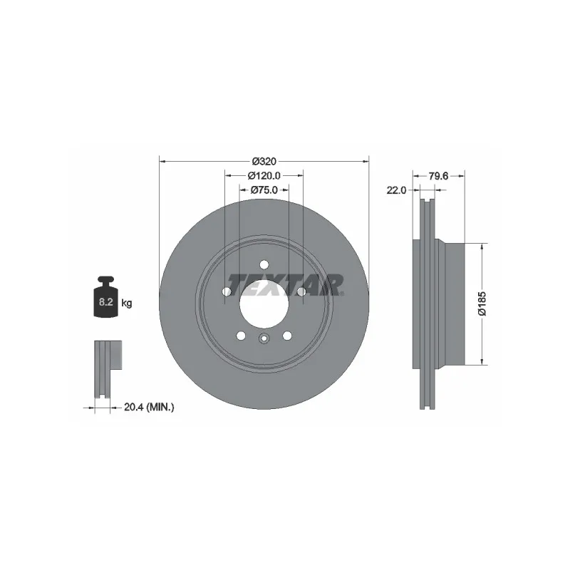 Jeu de 2 disques de frein arrière TEXTAR 92141603
