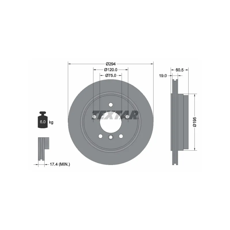 Jeu de 2 disques de frein arrière TEXTAR 92141703