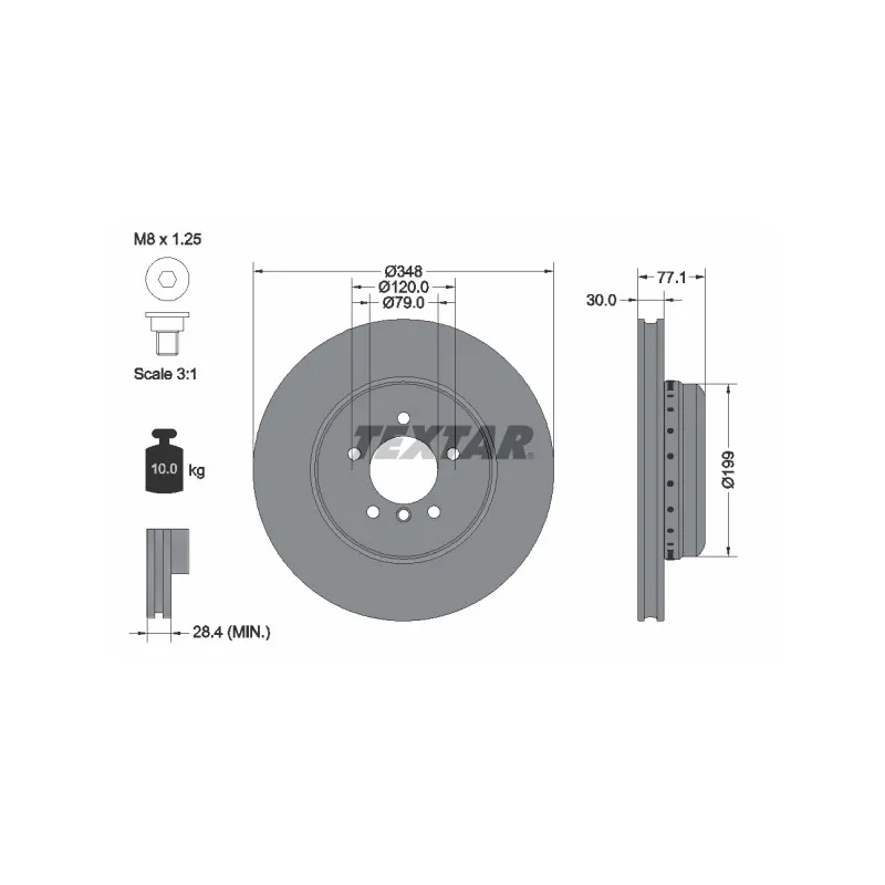 Jeu de 2 disques de frein avant TEXTAR 92141825
