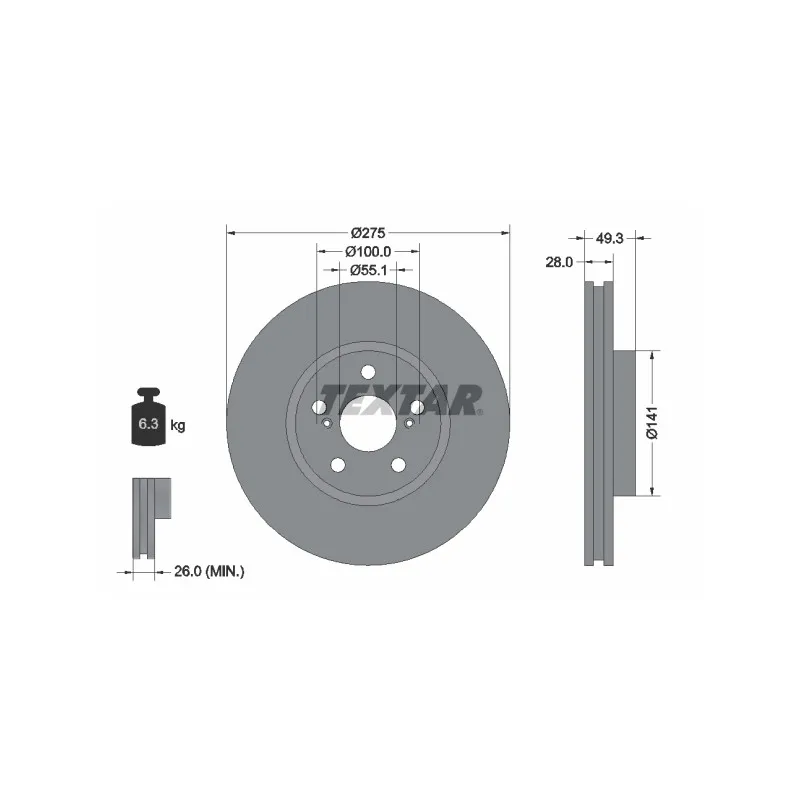 Jeu de 2 disques de frein avant TEXTAR 92142003