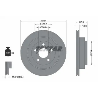 Jeu de 2 disques de frein arrière TEXTAR 92142100