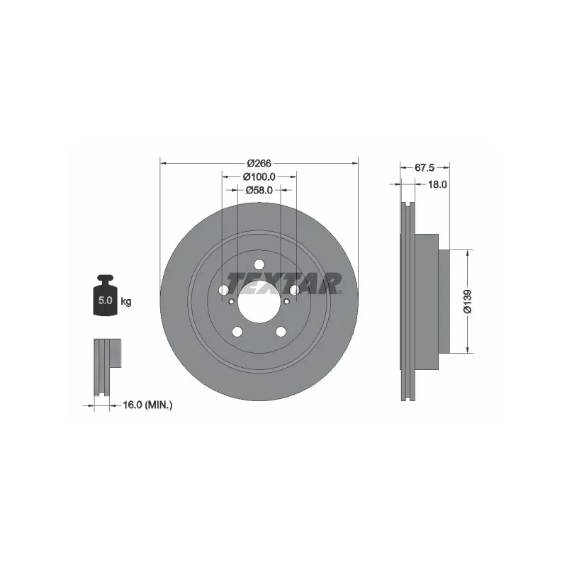 Jeu de 2 disques de frein arrière TEXTAR 92142100