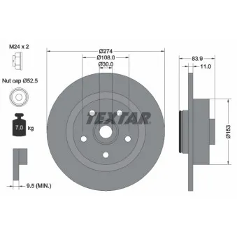 Jeu de 2 disques de frein arrière TEXTAR 92142203
