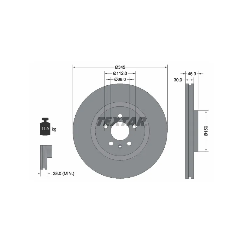 Jeu de 2 disques de frein avant TEXTAR 92143903