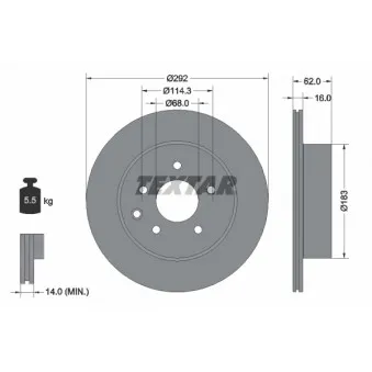 Jeu de 2 disques de frein arrière TEXTAR 92144003
